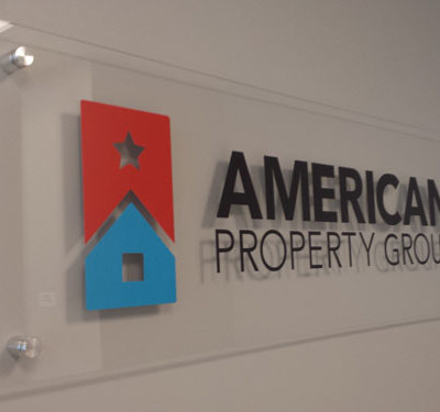 American Property Group Santa Ana: Vinyl on Acrylic w/ Stand offs by Focal Point Costa Mesa