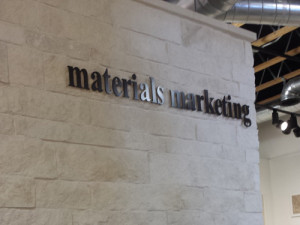 Materials Marketing: Interior Lobby Sign Pin Mounted with Spacers by Focal Point Costa Mesa