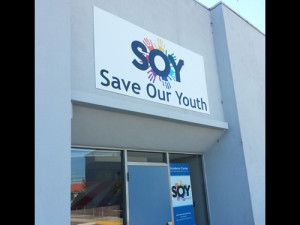 Save Our Youth Orange County: Exterior Busniess sign 1/4" PVC w/ Digital Mounted Vinyl by Focal Point Signs Costa Mesa