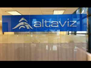 Custom interior business lobby chrome sign by focal point signs & imaging orange county