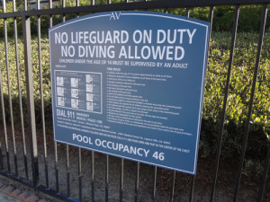 Community Association pool signage