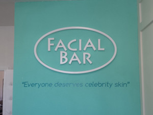 Facial Bar Costa Mesa: Dimentional Foam Lettering w/ White Faced Acrylic & Vinyl Lettering by Focal Point