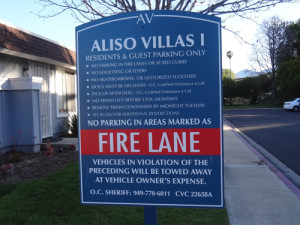 Fire Lane Community Association signage