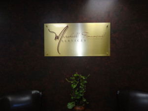 Brushed Gold Custom Lobby Sign for Marshall Financials' Reception Area