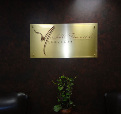 Brushed Gold Custom Lobby Sign for Marshall Financials' Reception Area
