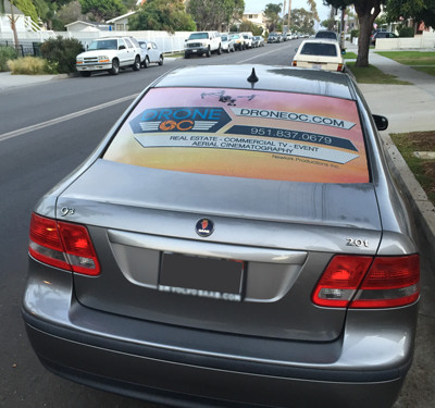 OC Drone Custom Business Window Wrap by Focal Point Signs Orange County