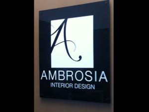 Ambrosia Irvine: Lobby Sign Acrylic Backing W/ Vinyl Lettering by Focal Point Costa Mesa