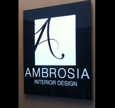 Ambrosia Irvine: Lobby Sign Acrylic Backing W/ Vinyl Lettering by Focal Point Costa Mesa