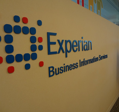 Experian: Custom Lobby Sign Dimensional Acrylic Lettering by Focal Point Costa Mesa