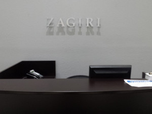 Zagiri: Custom Lobby Sign Brushed Alum Lettering Pin Mounted by Focal Point Costa Mesa