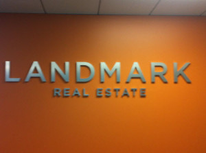 Landmark: Custom Lobby Sign Dimensional Metallic Faced Letters by Focal Point Costa Mesa