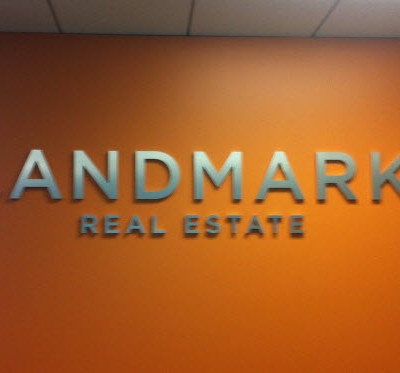 Landmark: Custom Lobby Sign Dimensional Metallic Faced Letters by Focal Point Costa Mesa