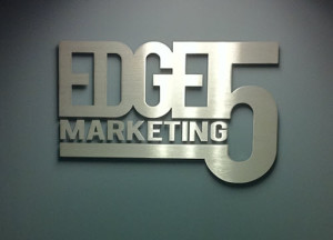 Edge 5 Marketing in Irvine solid aluminum reception area lobby sign from Focal Point Signs