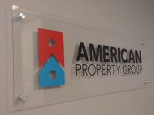 American Property Group Santa Ana: Vinyl on Acrylic w/ Stand offs by Focal Point Costa Mesa