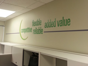 ITL Irvine: Custom Wall Mural w/ vinyl lettering design custom made by Focal Point Signs Costa Mesa