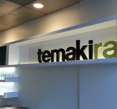 Temakira Orange County: Custom interior business dimensional lettering by focal point costa mesa