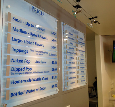 Frozen Garden Grove: Mounted Acrylic on Acrylic with Blue Vinyl Menus by Focal Point Costa Mesa