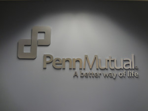 Penn Mutual: Metallic Faced Lobby Sign by Focal Point Costa Mesa