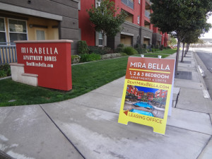 Mira Bella San Diego: Exterior A-Frame Sign by Focal Point Costa Mesa