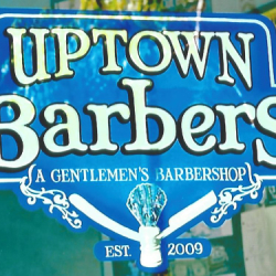 Uptown Barbers Hand painted Sign by Focal Point Signs & Imaging 714-204-0180