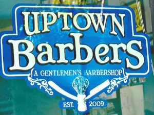 Uptown Barbers Hand painted Sign by Focal Point Signs & Imaging 714-204-0180