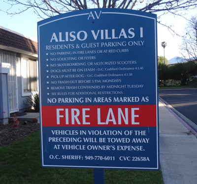 Fire Lane Community Association signage