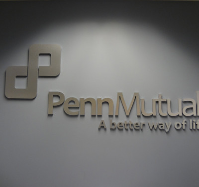 Penn Mutual: Metallic Faced Lobby Sign by Focal Point Costa Mesa
