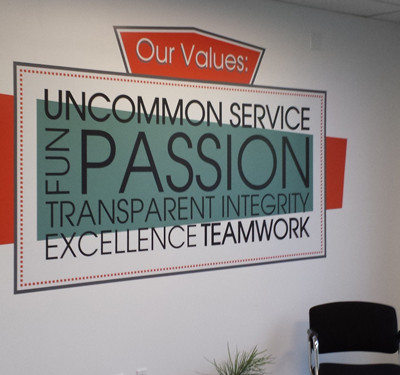Custom Interior Business Wall decals and lettering for your Branding Santa Ana CA Peoples Bank by Focal Point Signs