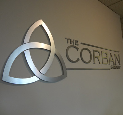 Corban Anaheim: Custom Brushed Silver Face dimensional lettering by Focal Point Costa Mesa