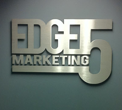 Edge 5 Marketing in Irvine solid aluminum reception area lobby sign from Focal Point Signs