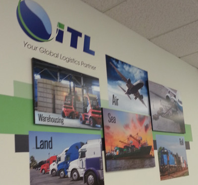 ITL Irvine: Custom Wall Mural W/ Dimensional Effect using PVC mounted images by Focal Point Signs Costa Mesa