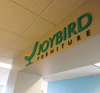 Joybird City of Commerce: Custom Interior Business Sign dimensional pvc Letters by Focal Point Signs Costa Mesa 