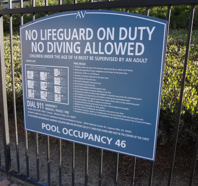 Community Association pool signage 