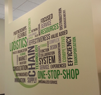 ITL Irvine: Custom Wall Mural w/ vinyl lettering design custom made by Focal Point Signs Costa Mesa