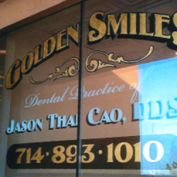 Golden Smiles Hand painted Sign by Focal Point Signs & Imaging 714-204-0180