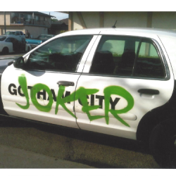 joker car Hand painted Sign by Focal Point Signs & Imaging 714-204-0180